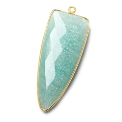 42x16mm Vermeil Bezel Amazonite faceted point 1 focal bead (ONLINE ORDER ONLY)