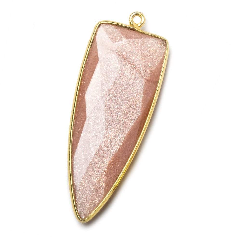 42x16mm Vermeil Bezel Angel Skin Peach Moonstone Point 1 ring Pendant 1 piece (ONLINE ORDER ONLY)