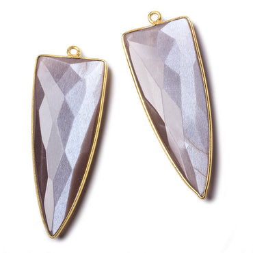 42x16mm Vermeil Bezel Chocolate Moonstone faceted point 1 focal bead (ONLINE ORDER ONLY)