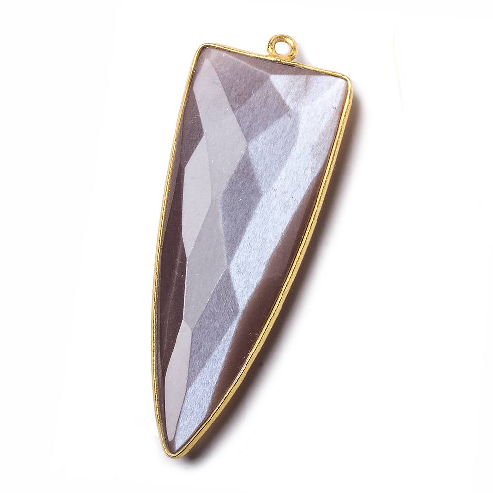 42x16mm Vermeil Bezel Chocolate Moonstone faceted point 1 focal bead (ONLINE ORDER ONLY)