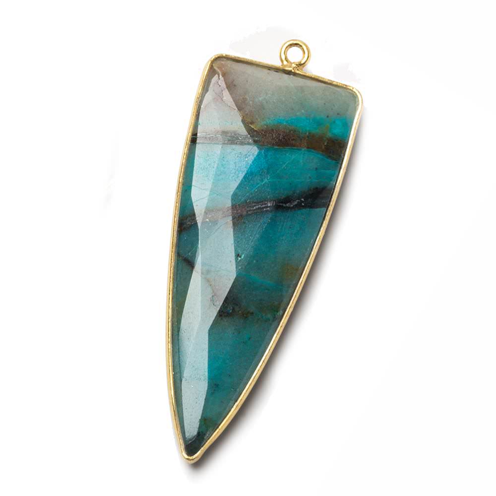 42x16mm Vermeil Bezel Chrysocolla faceted point 1 focal bead (ONLINE ORDER ONLY)