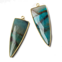 42x16mm Vermeil Bezel Chrysocolla faceted point 1 focal bead (ONLINE ORDER ONLY)