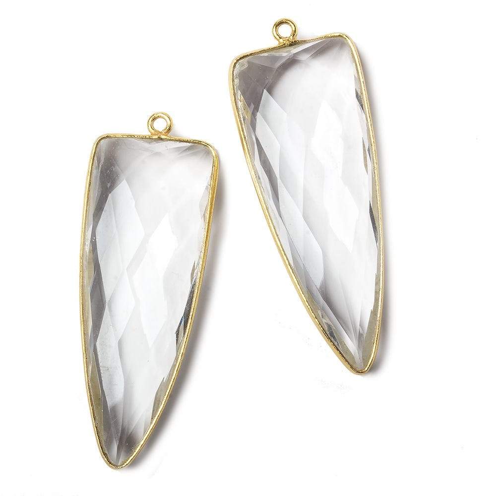 42x16mm Vermeil Bezel Crystal Quartz faceted point 1 focal bead (ONLINE ORDER ONLY)