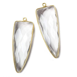 42x16mm Vermeil Bezel Crystal Quartz faceted point 1 focal bead (ONLINE ORDER ONLY)