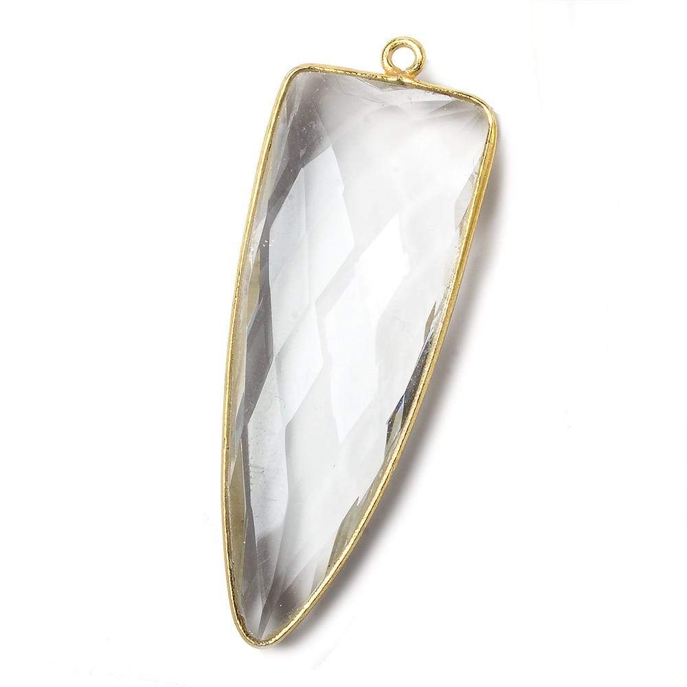 42x16mm Vermeil Bezel Crystal Quartz faceted point 1 focal bead (ONLINE ORDER ONLY)