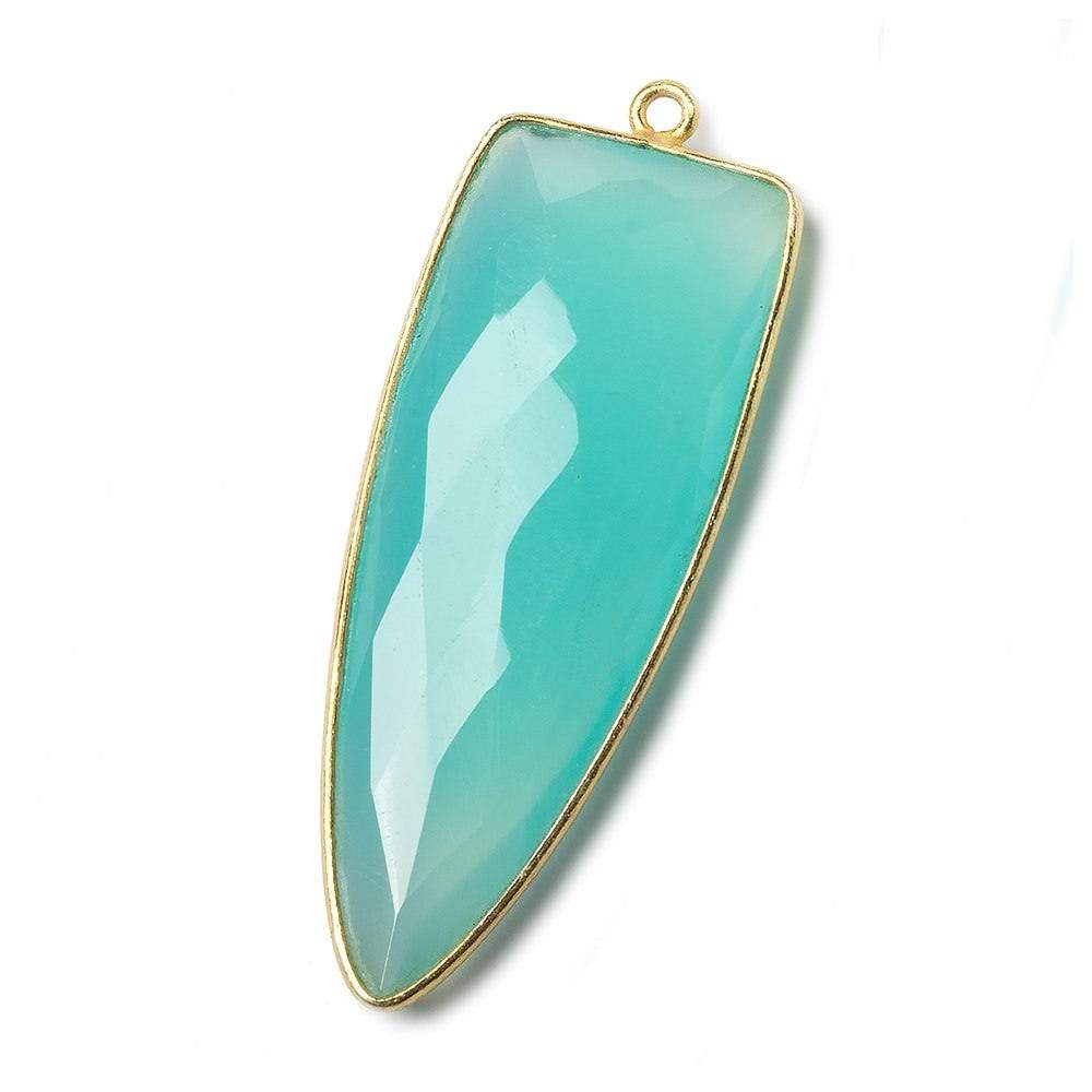 42x16mm Vermeil Bezel Key West Blue Chalcedony faceted point 1 focal bead (ONLINE ORDER ONLY)