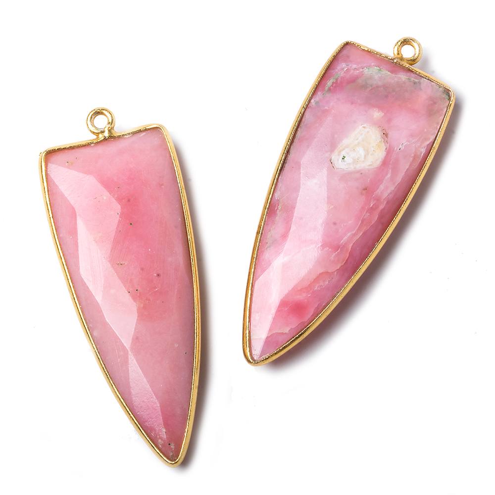 42x16mm Vermeil Bezel Pink Peruvian Opal Point 1 ring Pendant 1 piece (ONLINE ORDER ONLY)