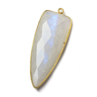 39x16mm Vermeil Bezel Rainbow Moonstone faceted point 1 focal bead (ONLINE ORDER ONLY)