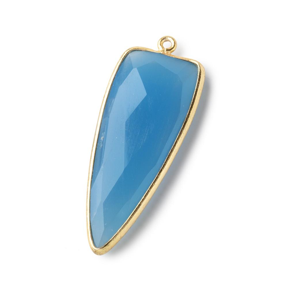 42x16mm Vermeil Bezel Tropical Blue Chalcedony Point 1 ring Pendant 1 piece (ONLINE ORDER ONLY)
