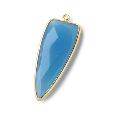 42x16mm Vermeil Bezel Tropical Blue Chalcedony Point 1 ring Pendant 1 piece (ONLINE ORDER ONLY)