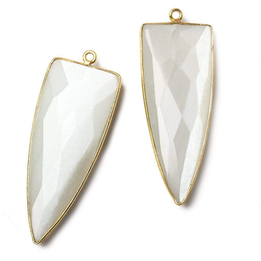 42x16mm Vermeil Bezel White Moonstone faceted point 1 focal bead (ONLINE ORDER ONLY)