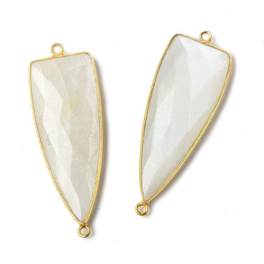 42x16mm Vermeil Bezel White Moonstone Point 2 ring Connector 1 piece (ONLINE ORDER ONLY)