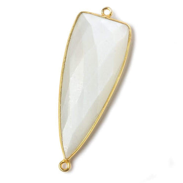 42x16mm Vermeil Bezel White Moonstone Point 2 ring Connector 1 piece (ONLINE ORDER ONLY)