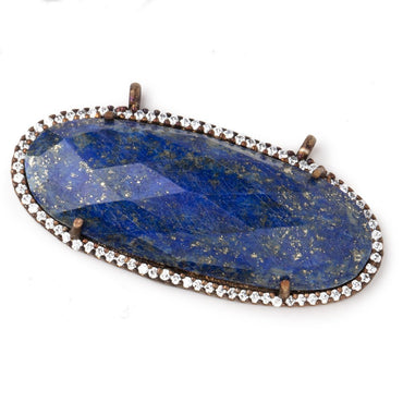 42x18mm Antique Copper CZ Bezel Lapis Lazuli Oval Connector 1 Focal Bead (ONLINE ORDER ONLY)