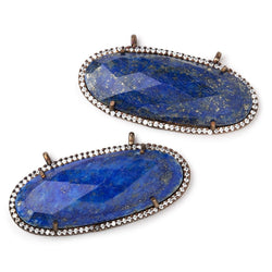 42x18mm Antique Copper CZ Bezel Lapis Lazuli Oval Connector 1 Focal Bead (ONLINE ORDER ONLY)
