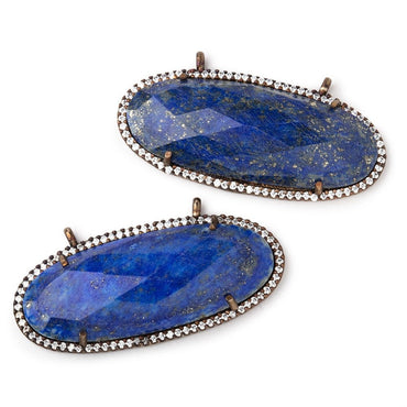 42x18mm Antique Copper CZ Bezel Lapis Lazuli Oval Connector 1 Focal Bead (ONLINE ORDER ONLY)