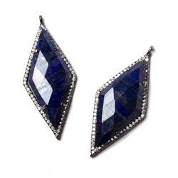 42x19mm Black Gold Bezeled White CZ & Lapis Lazuli Kite Pendant 1 pc (ONLINE ORDER ONLY)