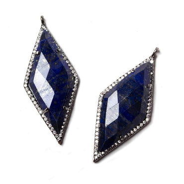 42x19mm Black Gold Bezeled White CZ & Lapis Lazuli Kite Pendant 1 pc (ONLINE ORDER ONLY)