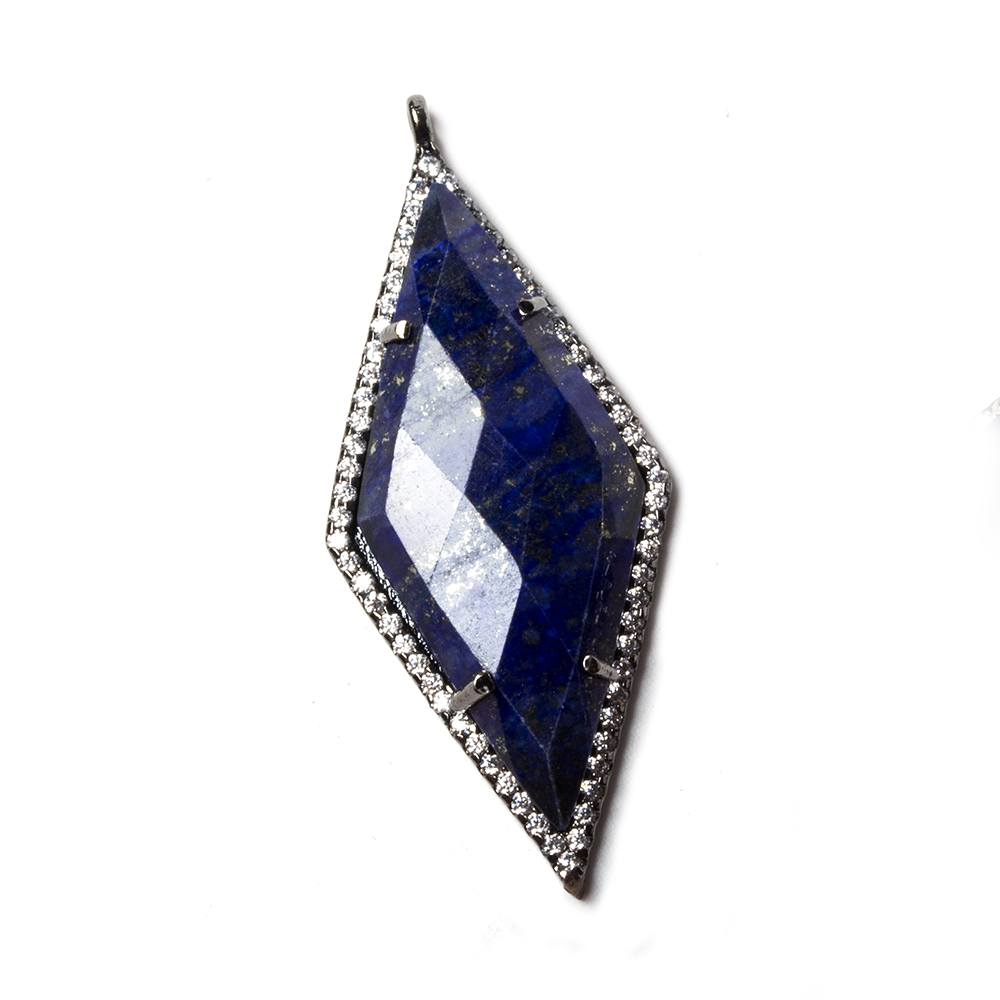 42x19mm Black Gold Bezeled White CZ & Lapis Lazuli Kite Pendant 1 pc (ONLINE ORDER ONLY)