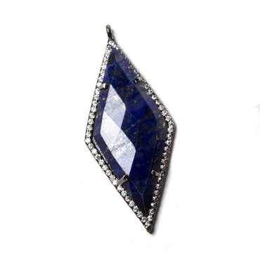 42x19mm Black Gold Bezeled White CZ & Lapis Lazuli Kite Pendant 1 pc (ONLINE ORDER ONLY)