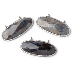 42x19mm Black Gold CZ Bezel Sapphire Oval Connector 1 Focal Bead (ONLINE ORDER ONLY)