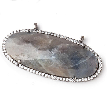 42x19mm Black Gold CZ Bezel Sapphire Oval Connector 1 Focal Bead (ONLINE ORDER ONLY)