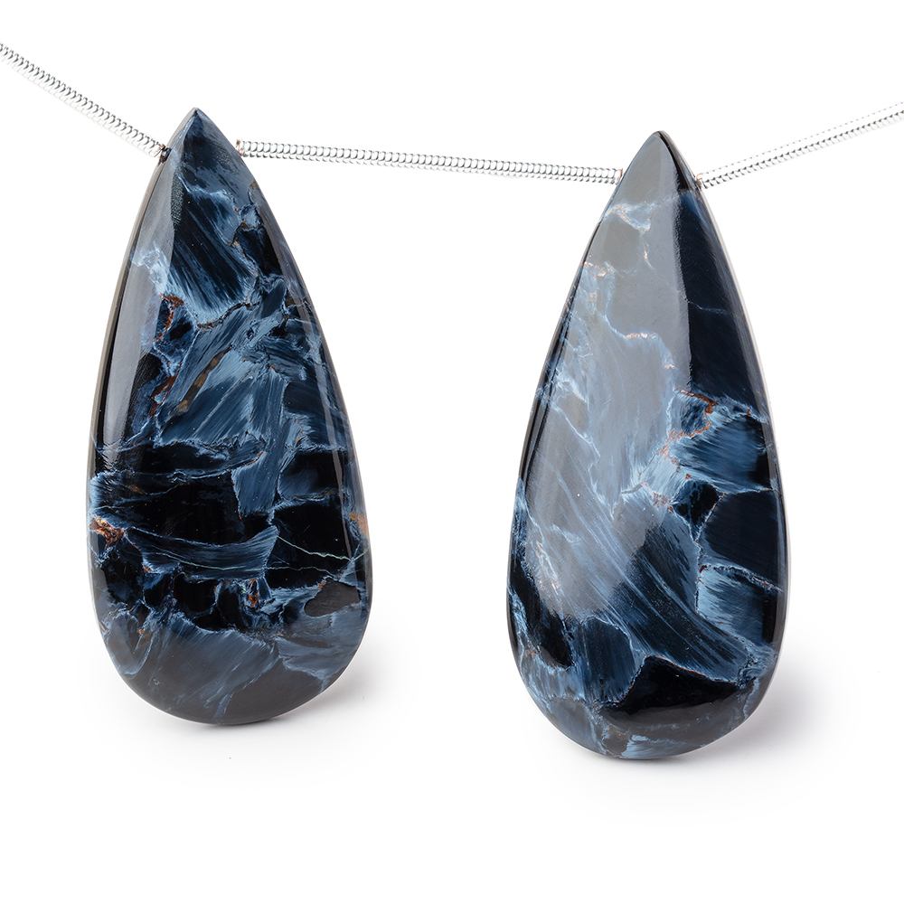 39x16x7mm Pietersite Plain Pear Focal Beads Set of 2 (ONLINE ORDER ONLY)