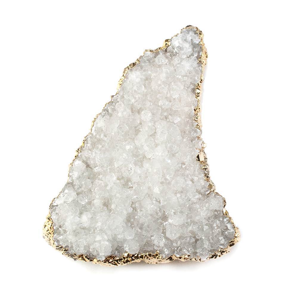 42x28mm 22kt Gold Leaf Edged Calcite Mineral Crystal Pendant 1 piece (ONLINE ORDER ONLY)