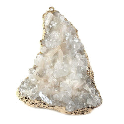 42x28mm 22kt Gold Leaf Edged Calcite Mineral Crystal Pendant 1 piece (ONLINE ORDER ONLY)