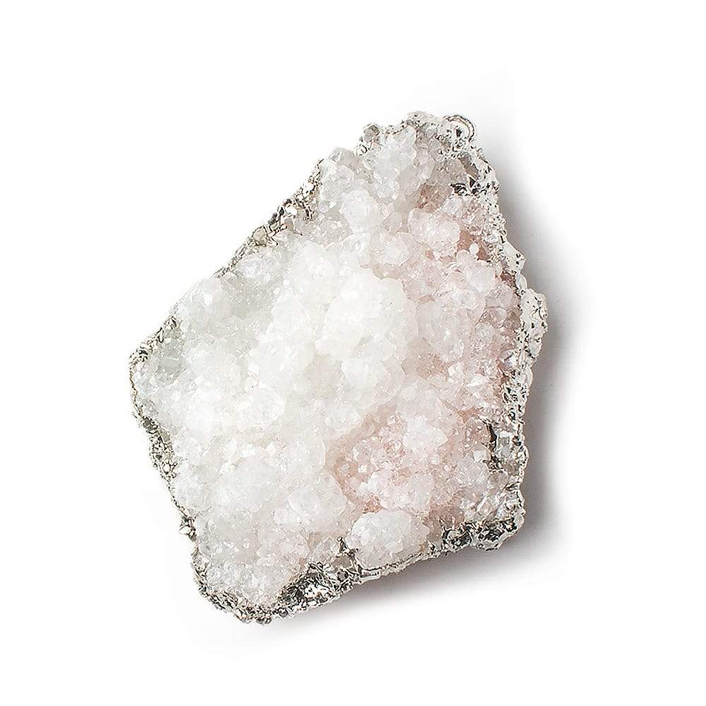 42x31mm Silver Leafed Pink Calcite Mineral Crystal Pendant 1 piece (ONLINE ORDER ONLY)