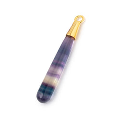 42x6mm Vermeil Capped Fluorite Plain Tear Drop Pendant 1 piece (ONLINE ORDER ONLY)