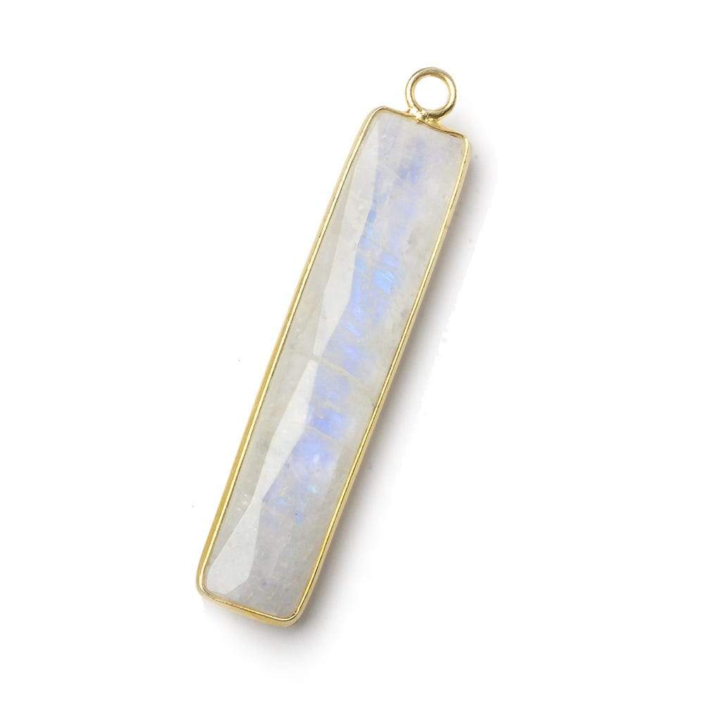 42x9.5mm Vermeil Bezel Rainbow Moonstone faceted bar pendant 1 piece (ONLINE ORDER ONLY)
