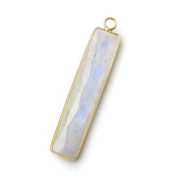 42x9.5mm Vermeil Bezel Rainbow Moonstone faceted bar pendant 1 piece (ONLINE ORDER ONLY)