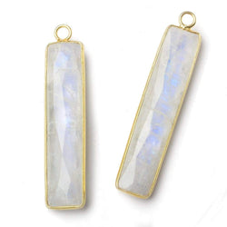 42x9.5mm Vermeil Bezel Rainbow Moonstone faceted bar pendant 1 piece (ONLINE ORDER ONLY)