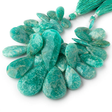 12x9-38x19mm Russian Amazonite Faceted Pear Beads 6 inch 33 pieces (ONLINE ORDER ONLY)