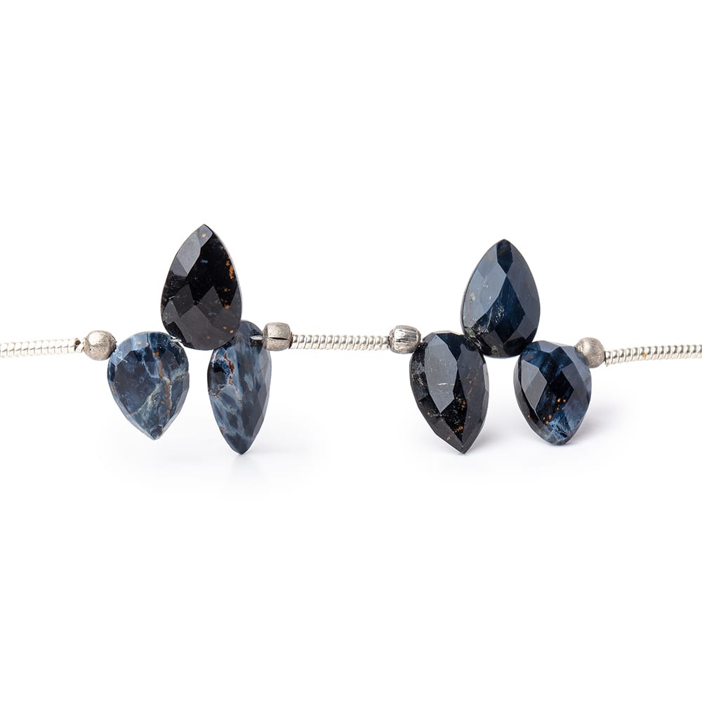 8x5-9x6mm Pietersite Shoulder Drilled Faceted Pear Beads 6.5 inch 21 pieces (ONLINE ORDER ONLY)