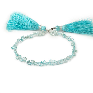 3.5-5mm Blue Zircon Plain Heart Beads 7.75 inch 76 pieces (ONLINE ORDER ONLY)