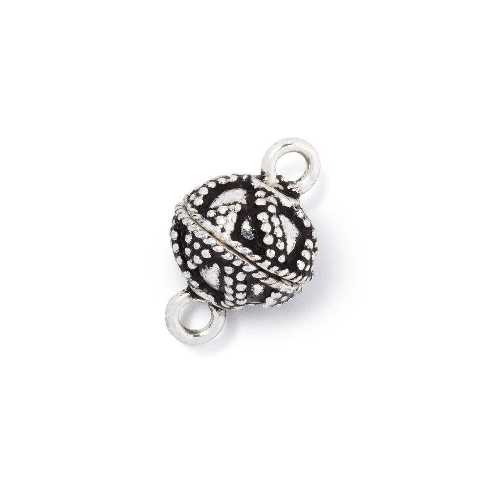 8.5mm Antiqued Silver Plated Twisted Miligrain Magnetic Clasp 1 piece (ONLINE ORDER ONLY)