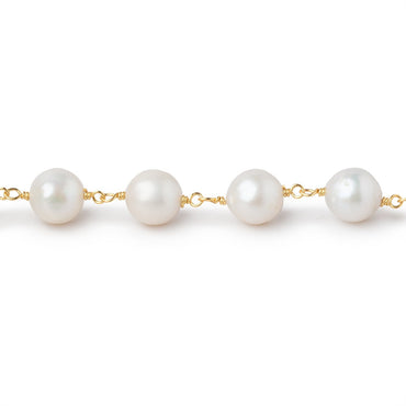 7.5-8mm Cream Off Round Pearls on Vermeil Chain (ONLINE ORDER ONLY)