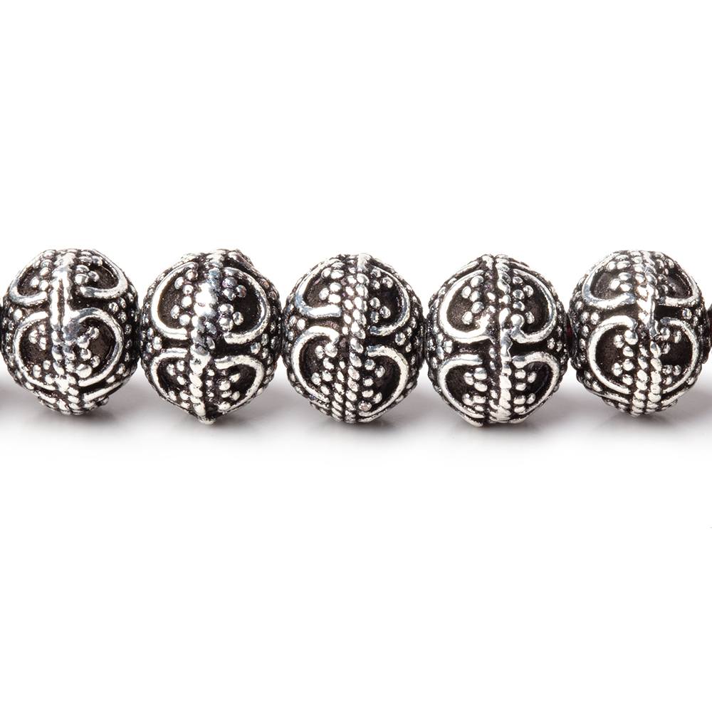 8x7mm Antiqued Sterling Silver Plated Bead Miligrain Arch 8 inch 28 pieces (ONLINE ORDER ONLY)