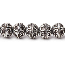 8x7mm Antiqued Sterling Silver Plated Bead Miligrain Arch 8 inch 28 pieces (ONLINE ORDER ONLY)