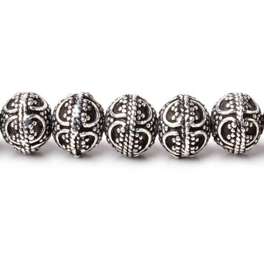 8x7mm Antiqued Sterling Silver Plated Bead Miligrain Arch 8 inch 28 pieces (ONLINE ORDER ONLY)