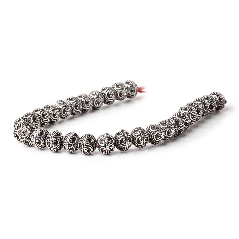 8x7mm Antiqued Sterling Silver Plated Bead Miligrain Arch 8 inch 28 pieces (ONLINE ORDER ONLY)