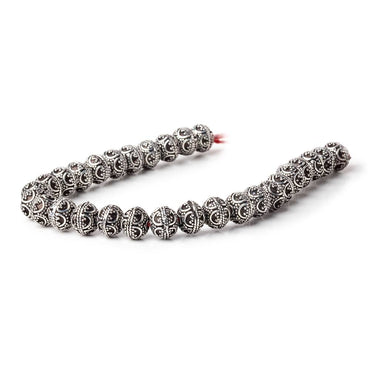 8x7mm Antiqued Sterling Silver Plated Bead Miligrain Arch 8 inch 28 pieces (ONLINE ORDER ONLY)