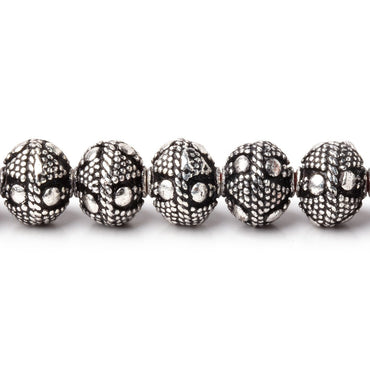 8x7mm Antiqued Silver Plated Bead Miligrain Triangle and Dot 8 inch 28 pieces (ONLINE ORDER ONLY)