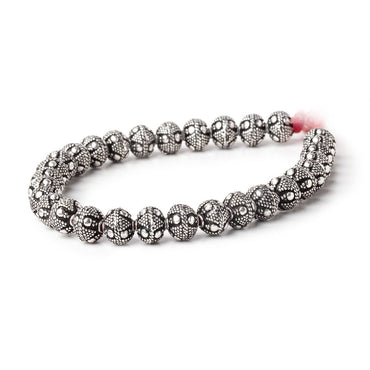 8x7mm Antiqued Silver Plated Bead Miligrain Triangle and Dot 8 inch 28 pieces (ONLINE ORDER ONLY)