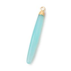 40x5mm Gold Leafed Seafoam Blue Chalcedony Plain Tube Pendant 1 piece (ONLINE ORDER ONLY)