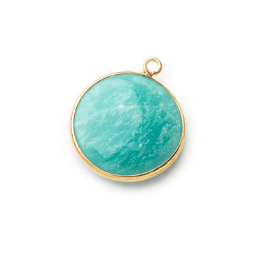 23mm Vermeil Bezel Amazonite Plain Coin Pendant 1 Focal Bead (ONLINE ORDER ONLY)