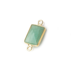10x7mm Vermeil Bezel Aventurine Faceted Rectangle Connectors 1 piece (ONLINE ORDER ONLY)