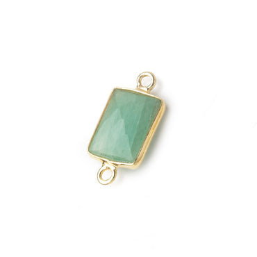 10x7mm Vermeil Bezel Aventurine Faceted Rectangle Connectors 1 piece (ONLINE ORDER ONLY)